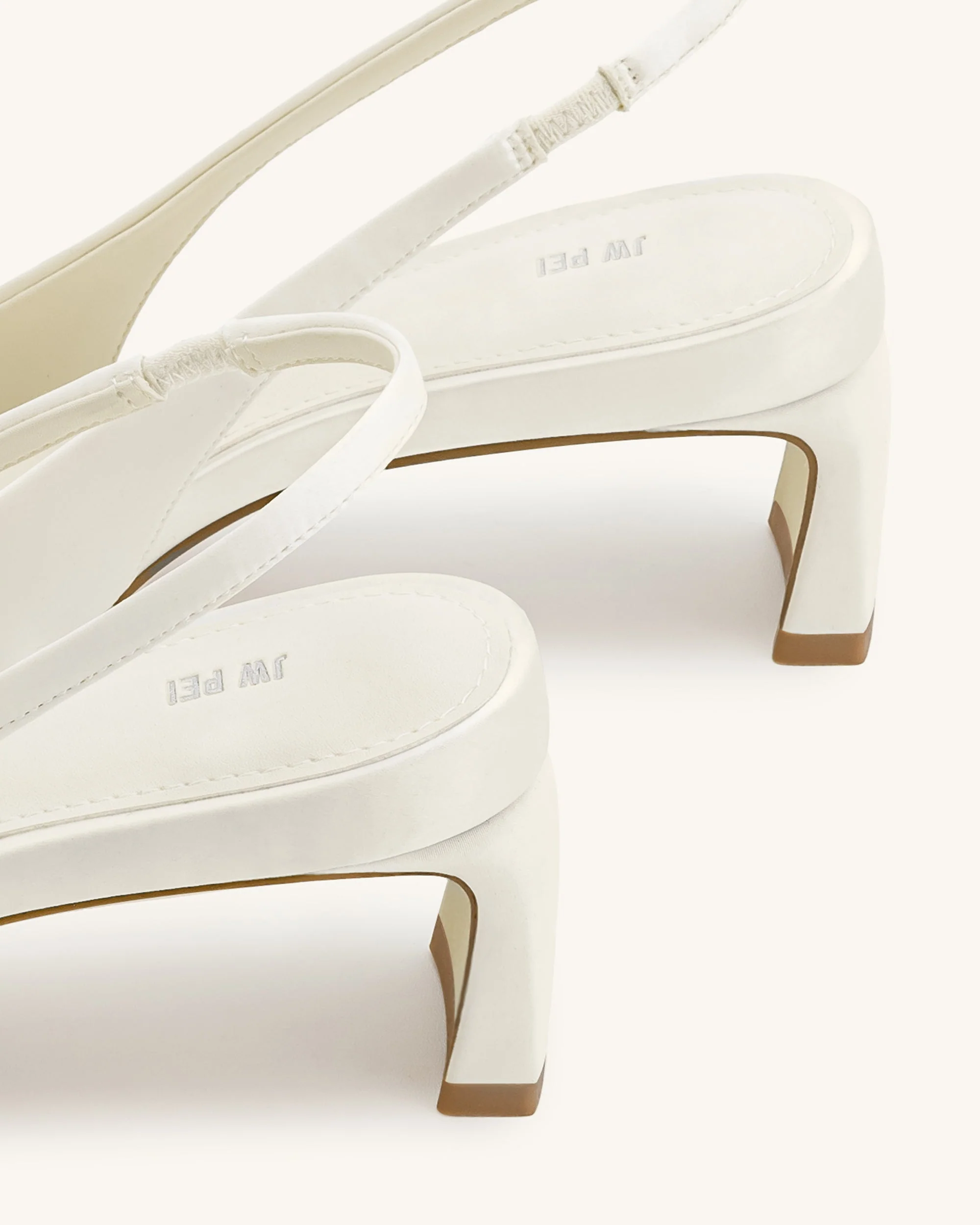 Queena Floral Appliques Slingback Pumps - Ivory White - Image 6