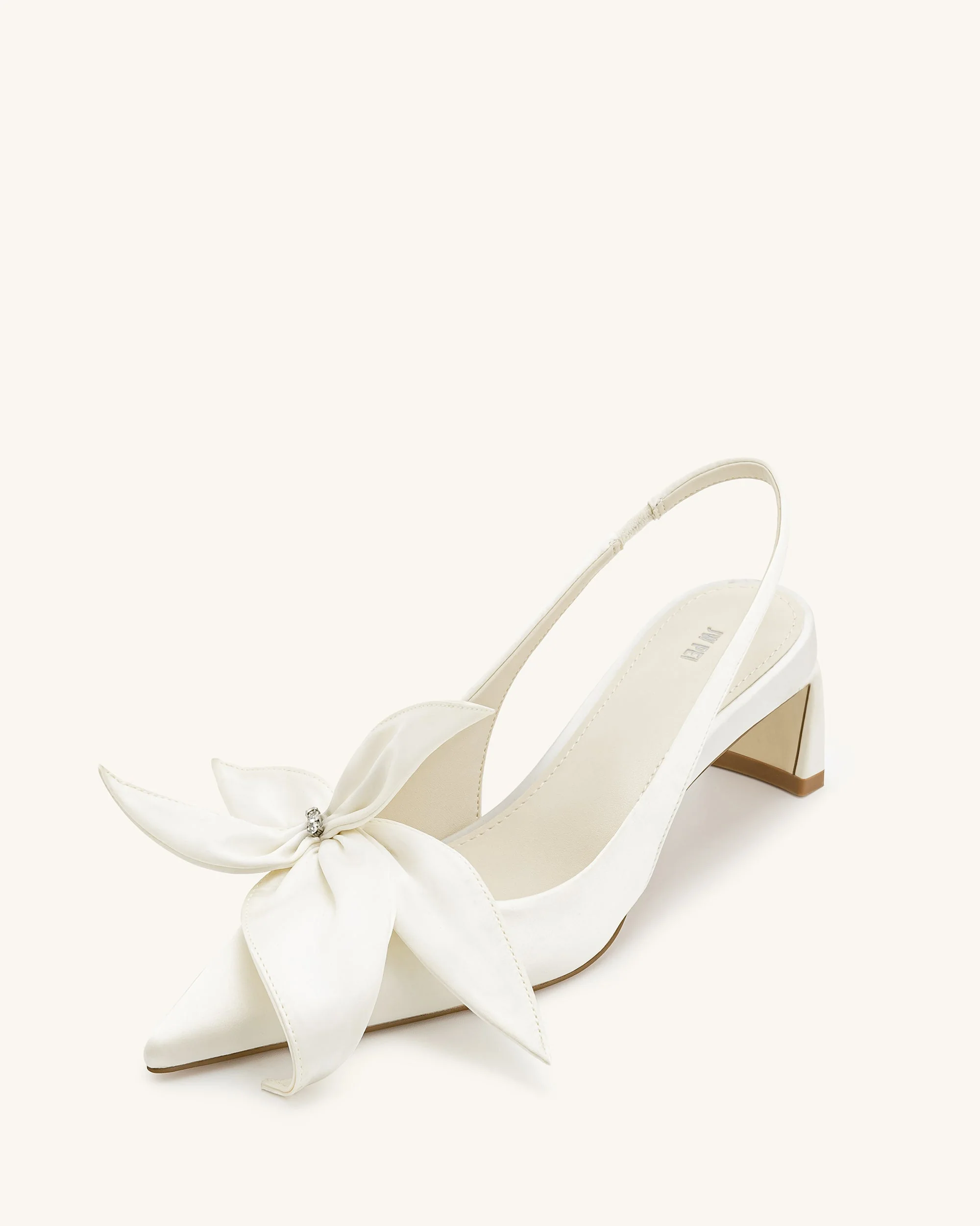 Queena Floral Appliques Slingback Pumps - Ivory White - Image 7