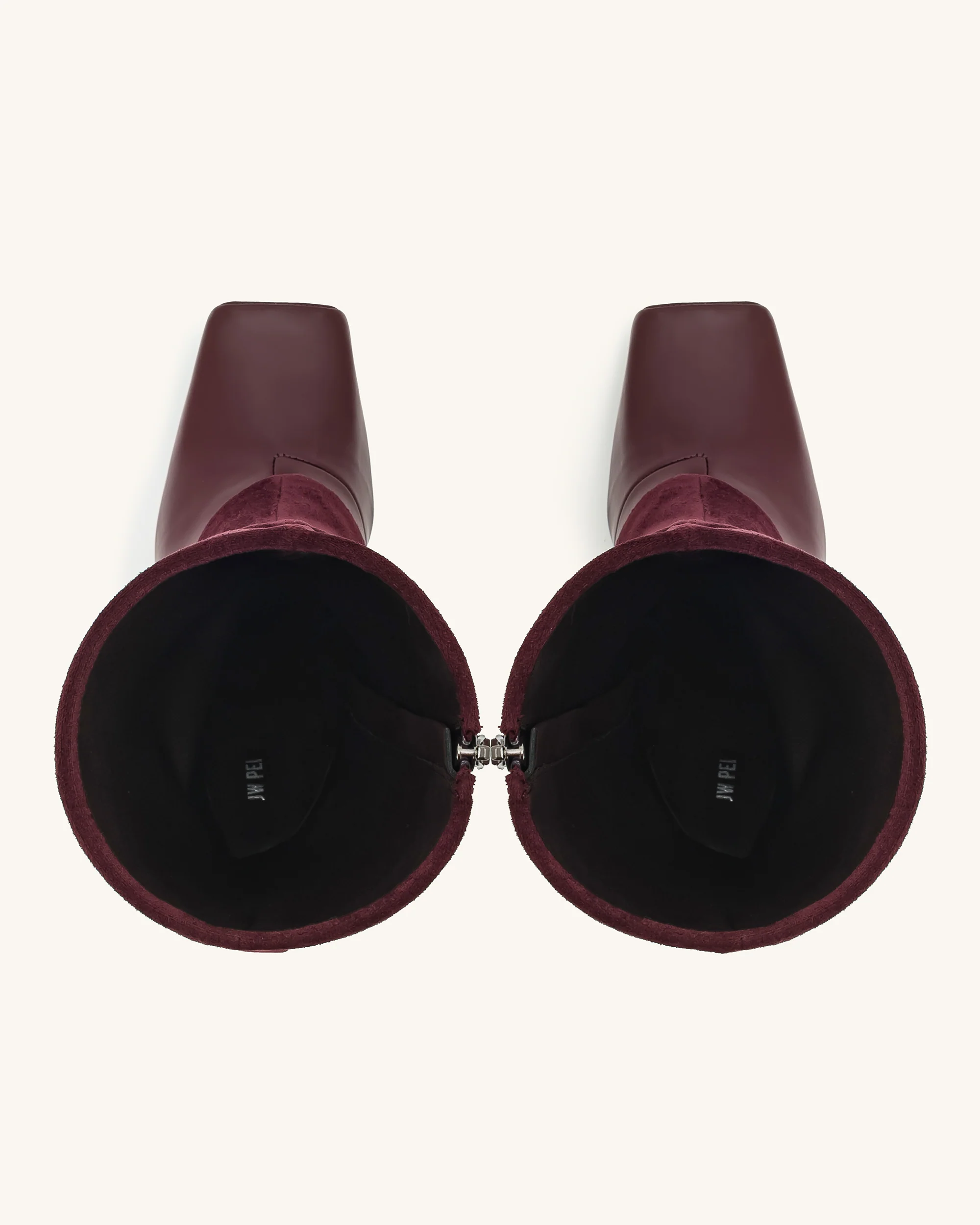 Reyna Square Toe Platform Knit Boots - Claret Red - Image 3