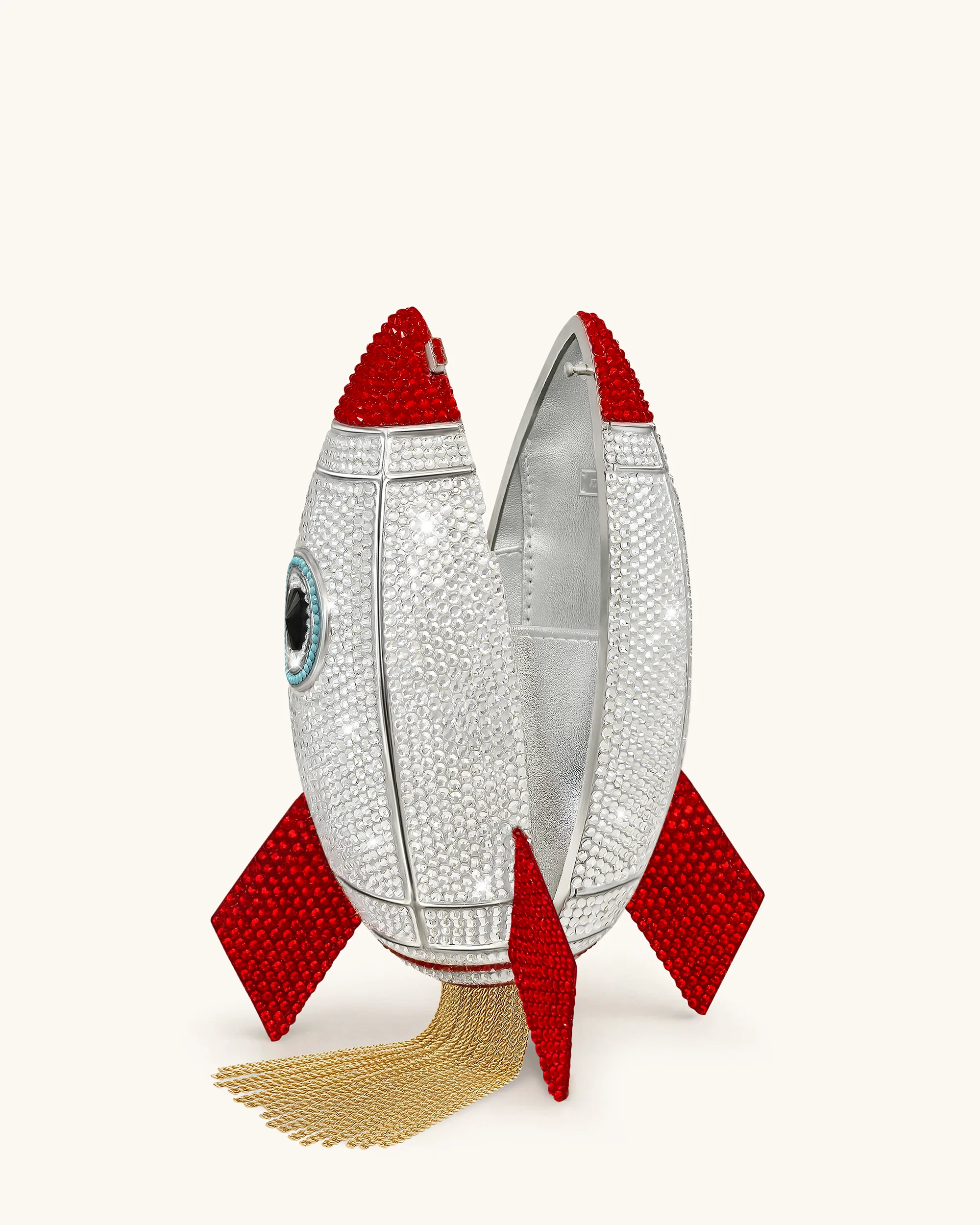 Rocket Shape Faux Crystal Clutch - Silver - Image 3