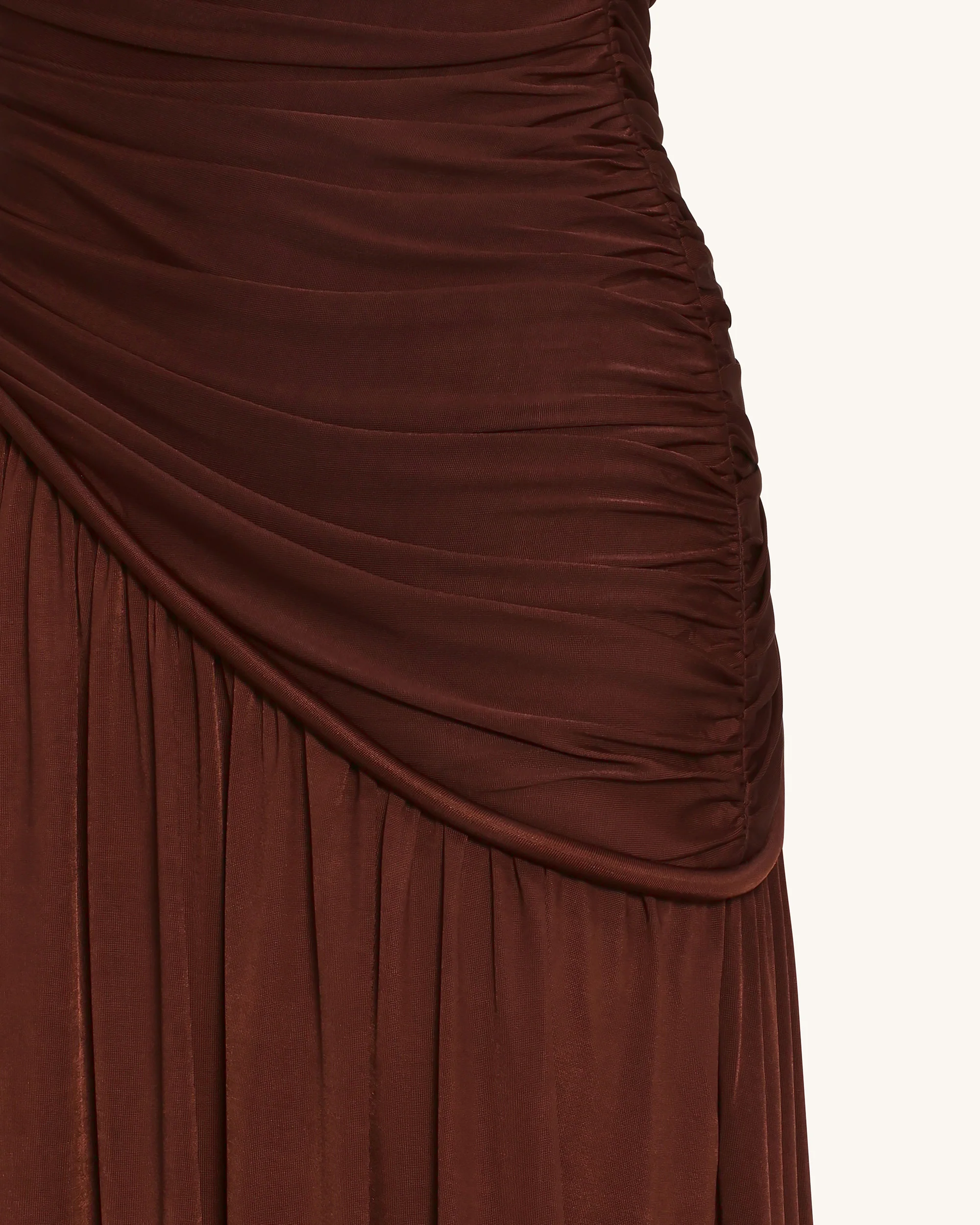 Ruched Panel Strapless Maxi Dress - Brown - Image 7