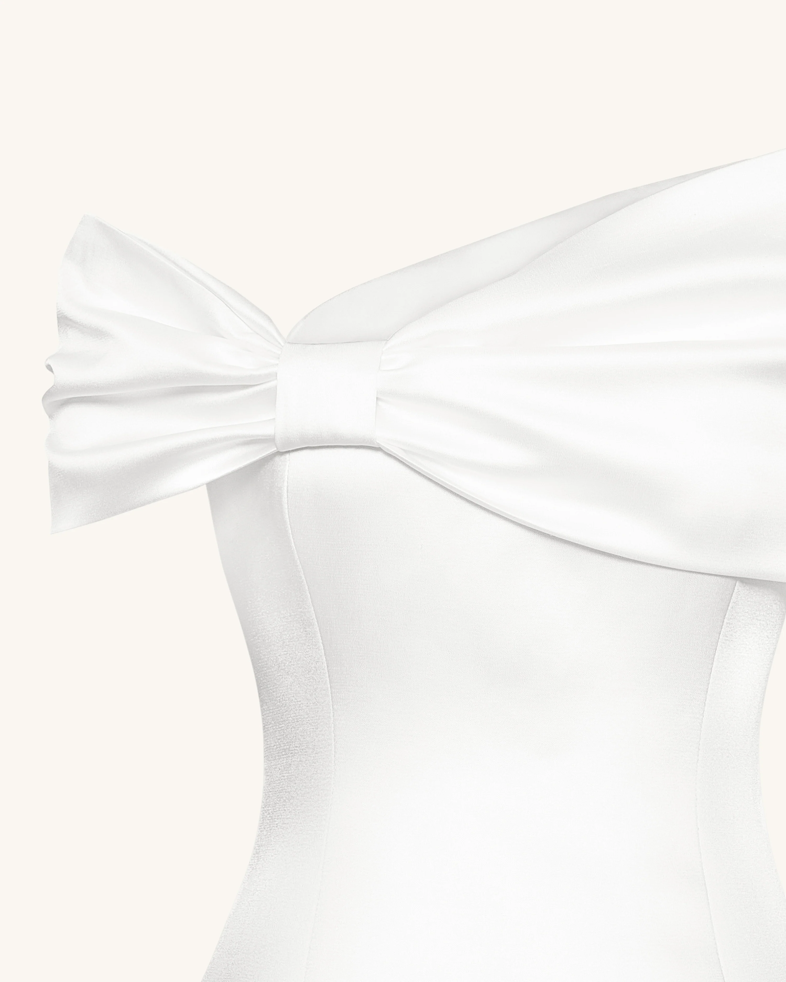 Satin Asymmetric Bow Mini Dress - White - Image 7