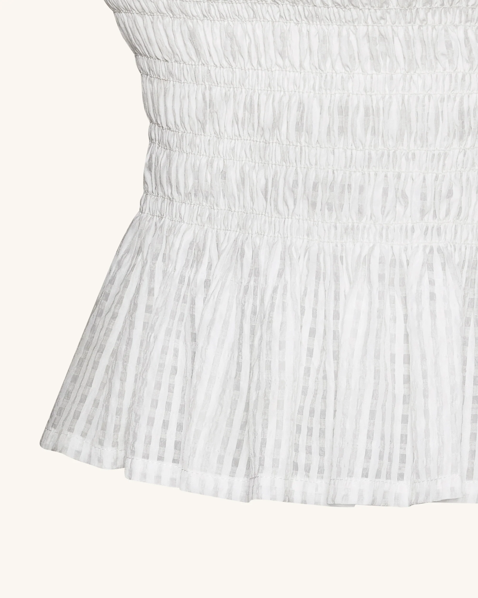Smocked Peplum Sleeveless Top - White - Image 5