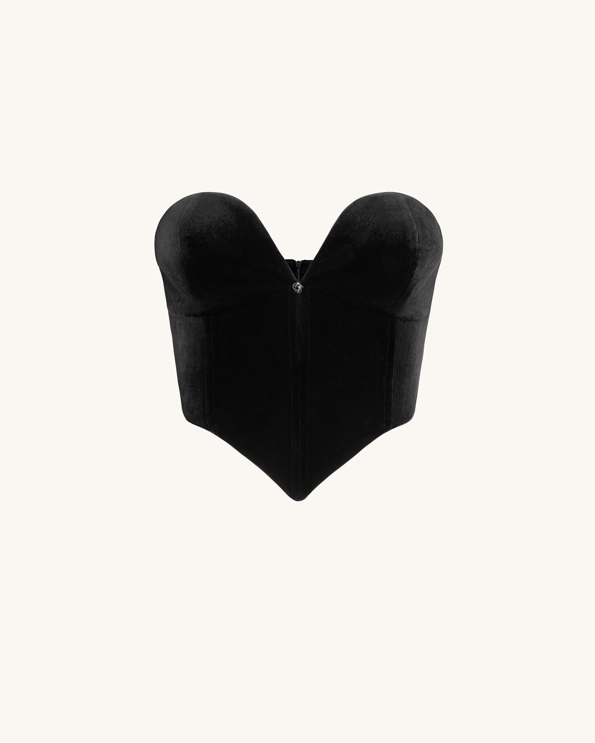 Anna Low-cut Velvet Corset Top - Black - Image 3