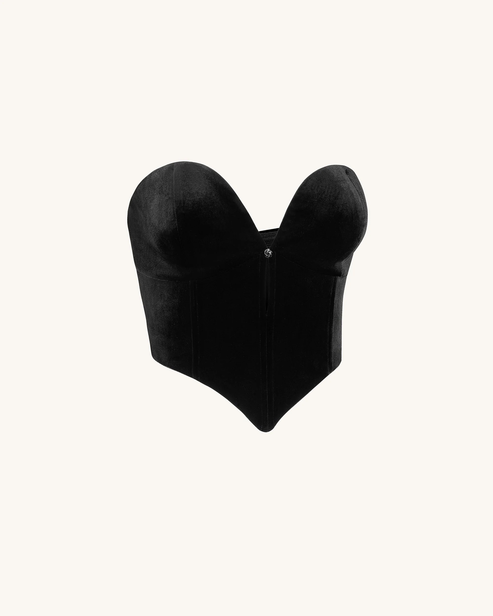 Anna Low-cut Velvet Corset Top - Black - Image 4