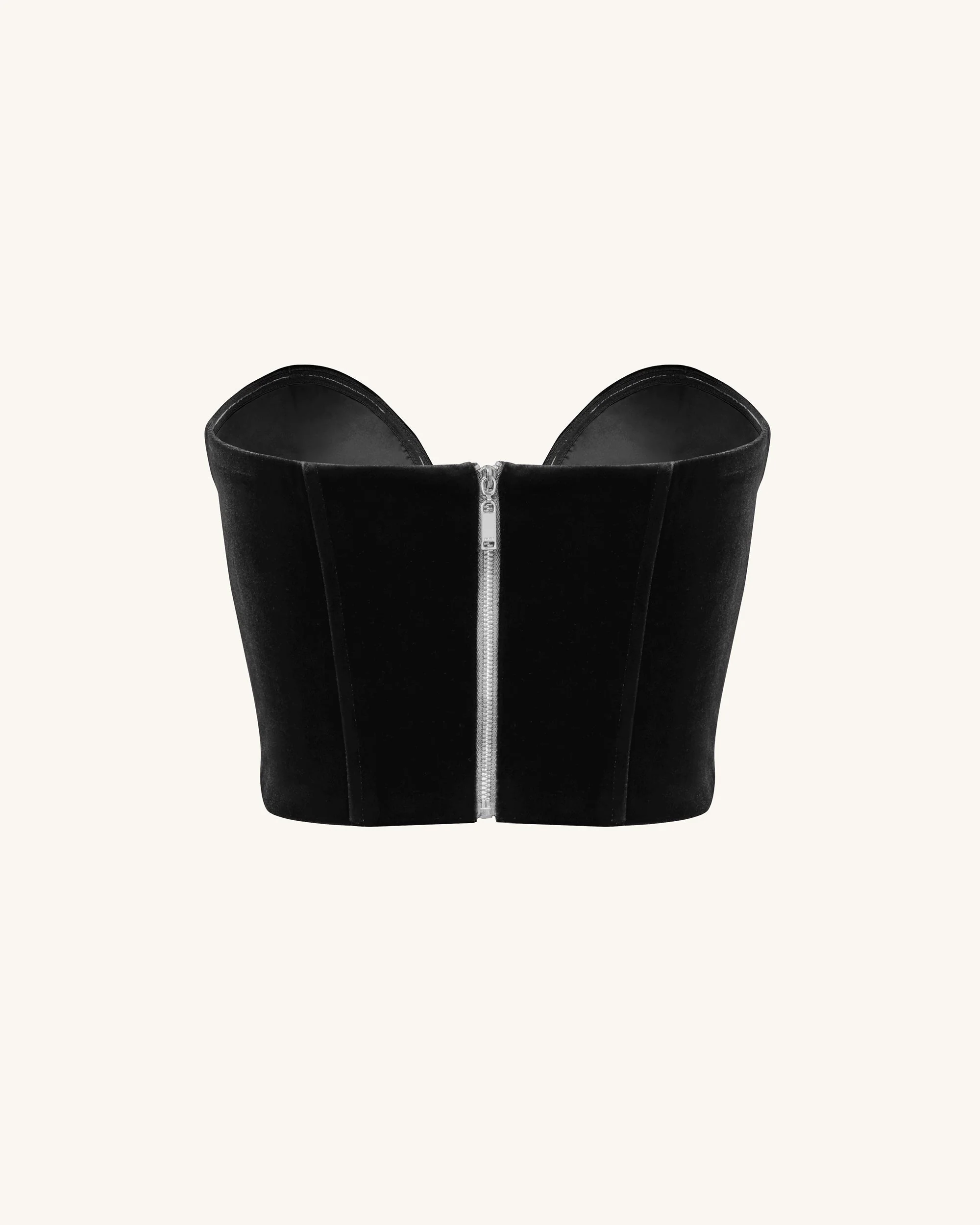 Anna Low-cut Velvet Corset Top - Black - Image 6