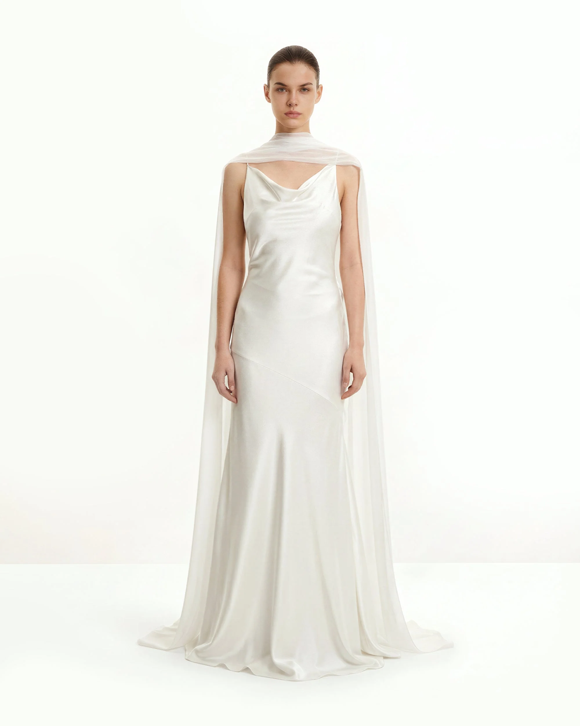 Tulle Cape Shawl - White - Image 3