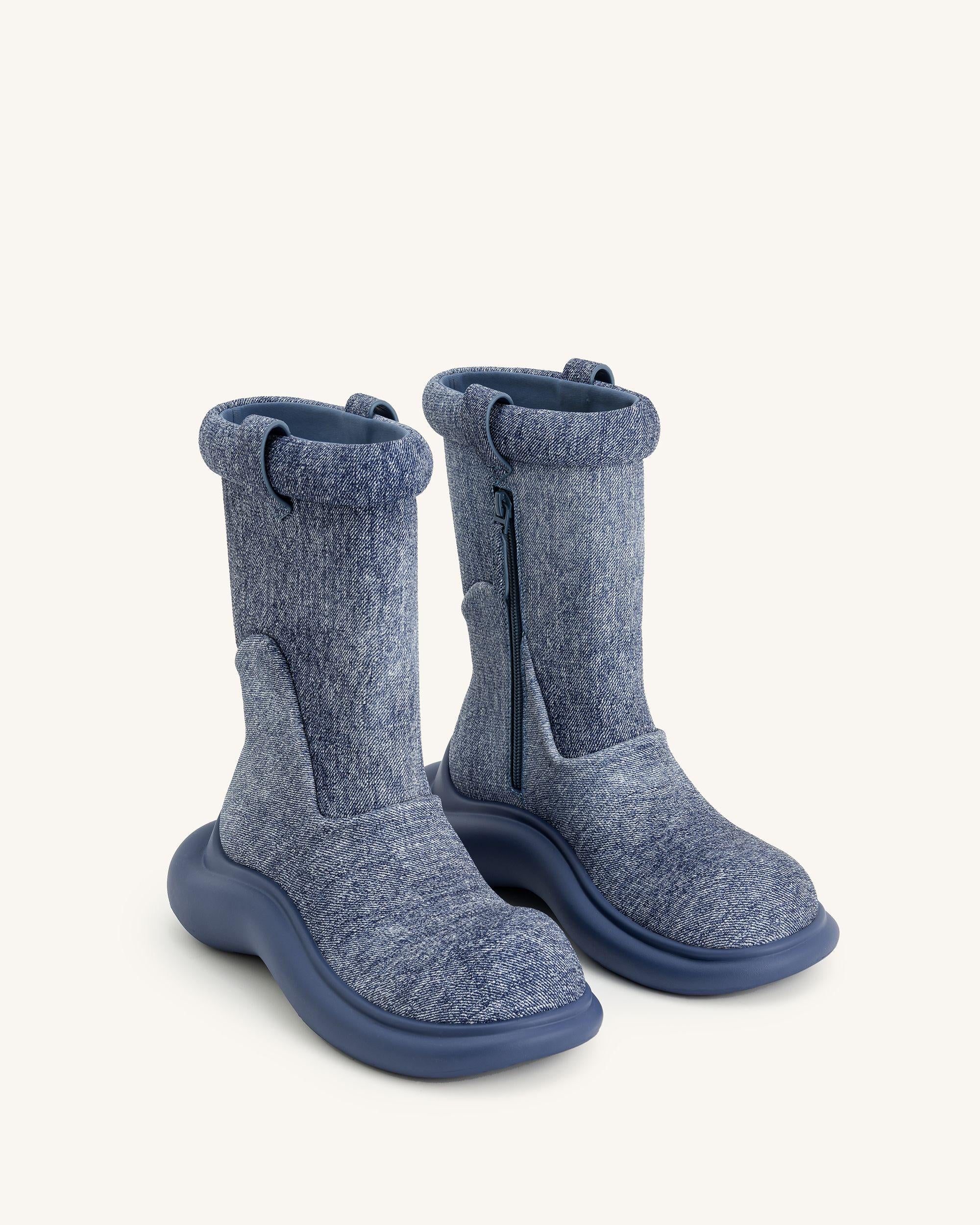 Zoie Denim Embossed Rain Boot - Blue - Image 3